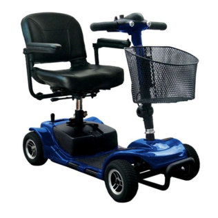 Scooter eléctrico movilidad reducida | 4 ruedas | Compacto | Seguro | Con cesta | Azul | Litium | Libercar