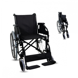 Silla de ruedas | Plegable | Ruedas grandes | Acero | Ortopédica | Ligera | Negro | Catedral | Mobiclinic