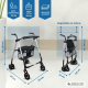 Andador plegable | Aluminio | Asiento y respaldo | Frenos por presión | 4 ruedas | Premium | Dehesa | Mobiclinic - Foto 1