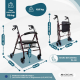 Andador | Plegable | Aluminio | Frenos en manetas | Asiento y respaldo | 4 ruedas | Burdeos | Escorial | Mobiclinic - Foto 2