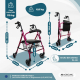 Andador | Plegable | Aluminio | Frenos en manetas | Asiento y respaldo | 4 ruedas | Rosa | Escorial | Mobiclinic - Foto 2