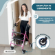 Andador | Plegable | Aluminio | Frenos en manetas | Asiento y respaldo | 4 ruedas | Rosa | Escorial | Mobiclinic - Foto 6