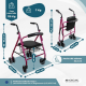 Andador plegable | Asiento y respaldo | Aluminio | Cesta | Para ancianos | Rosa | Prado | Mobiclinic - Foto 2
