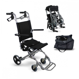 Silla de ruedas | Tránsito | Asiento 34 cm | Plegable | Aluminio | Ruedas pequeñas | Frenos Manetas | Neptuno | Mobiclinic