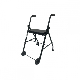 Andador para ancianos | Plegable | Asiento | 2 ruedas | Negro Mate | Emérita | Mobiclinic