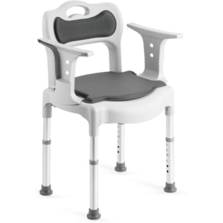 Silla de inodoro Samoa | Regulable en altura | Con orinal extraíble | Usable como inodoro independiente o sobre taza | Aluminio