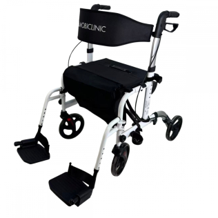 Andador con reposapiés | Plegable | Aluminio | Frenos en manetas | Ruedas 360º | Bolsa | Porta bastón | Ibiza | Mobiclinic