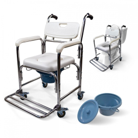 Silla de baño con inodoro | Orinal Extraíble 4.3L | Reposapiés...