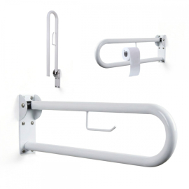 Barra abatible baño | Soporte para papel | Doble barra de...