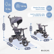 Triciclo 3 en 1| Evolutivo | Ajustable | Máx 25 kg | 18 meses a 5 años | Ligero | LULU Negro | Mobiclinic - Foto 2