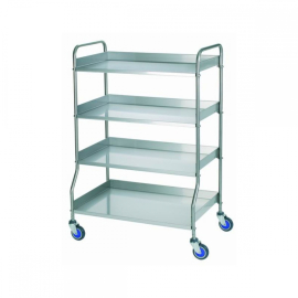 Carro distribucion 4 estantes c/ reborde abiertos 88x55x127cm
