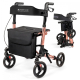 Andador plegable | Aluminio | Hasta 136 Kg | Frenos en manetas | Asiento y respaldo | Oro Rosa | Trajano | Deluxe | Mobiclinic - Foto 1