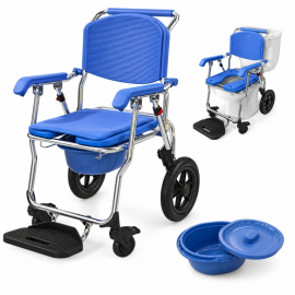 Silla de ruedas con inodoro | 3 en 1 | Plegable y ligera |...