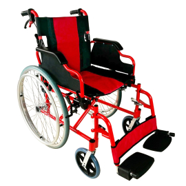 Rollstuhl faltbar | Aluminium | Bremse an Hebeln und Rädern | Große Räder | abnehmbare Fußstützen | Modell Torre | Mobiclinic