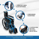 Faltbarer Rollstuhl | Große Räder | 40 cm | Blau| Modell: Marsella | Mobiclinic - Foto 2