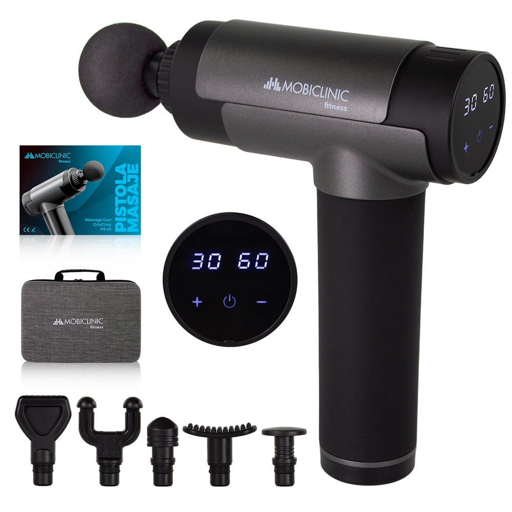 Massagepistole, tragbar, lcd-bildschirm, 6 aufsteckköpfe, 30 stufen, modell, ps-01, mobiclinic