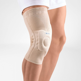 Bauerfeind elastische Kniebandage | Kniescheiben-Schutz | Seitliche Gurte und Polsterung | Beige | Mehrere Größen | GenuTrain