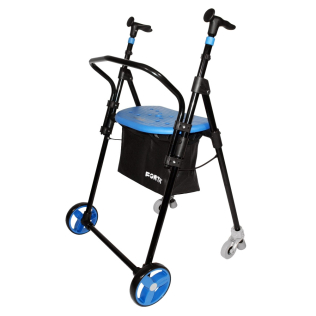 Rollator mit 4 Rädern | faltbarer Stahl | Farbe: Blau | Air On Plus | FORTA