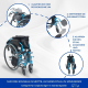 Rollstuhl | Aluminium | Faltbar | Geteilte Rückenlehne | Umklappbare Armlehnen| Blau | Modell Bolonia | Mobiclinic - Foto 2