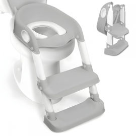 Kinder-WC-Sitz | mit Treppe | rutschfest | verstellbar | klappbar | Modell: Lala | grau-weiß | Mobiclinic