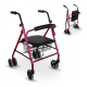Klappbarer Rollator | inkl. Sitz und Rückenlehne | Aluminium | Korb | für Senioren | Rosa | Modell: Prado | Mobiclinic - Foto 1
