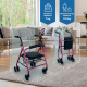 Klappbarer Rollator | inkl. Sitz und Rückenlehne | Aluminium | Korb | für Senioren | Rosa | Modell: Prado | Mobiclinic - Foto 2