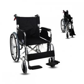 Rollstuhl | Faltbar | Aluminium | Mit Bremsen | Armlehnen und Fußstützen | Geteilte Rückenlehne | Palacio | Mobiclinic