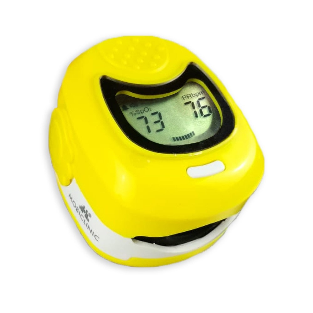 Pulsoximeter, kinder, lcd display, herzfrequenz und balkendiagramm, px-03, mobiclinic