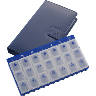 Tablettenbox 7 Tage | Mit Etui | Blau | 3 Fächer pro Tag