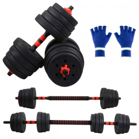 Paar 30 kg Hanteln | Verstellbar | 2 in 1 | Verbindungsstange | Tragbar | Abnehmbar | Mobimax | Mobiclinic