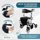 Rollator mit Fuß- und Rückenlehne | Faltbar | Aluminium | Bremsen | 360º Räder | Tasche | Stockhalterung | Ibiza | Mobiclinic - Foto 6