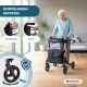 Faltbarer Rollator | Aluminium | Bis 136 kg | Handbremsen | Sitz und Rückenlehne | Roségold | Trajano | Deluxe | Mobiclinic - Foto 2