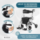 Rollator mit Fuß- und Rückenlehne | Faltbar | Aluminium | Bremsen | 360º Räder | Tasche | Stockhalterung | Ibiza | Mobiclinic - Foto 6