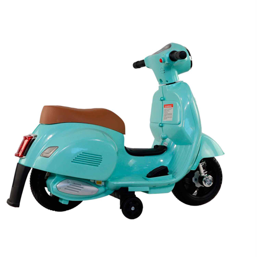 Elektromotorrad für Kinder, Vespa Piaggio, Überschlagschutz, Motor 30W, 2,5 km/h, Musikalischer Effekt, Rom