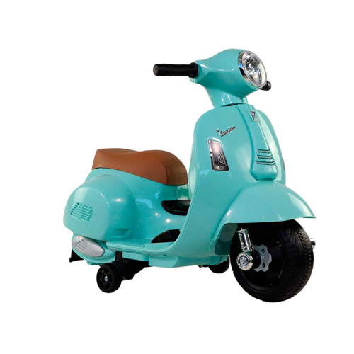 Elektromotorrad für Kinder, Vespa Piaggio, Überschlagschutz, Motor 30W, 2,5 km/h, Musikalischer Effekt, Rom