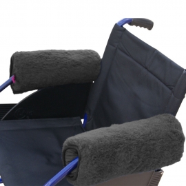 Paire de protège-accoudoirs pour fauteuil roulant | Couleur gris | Texture douce | 34 x 34 cm