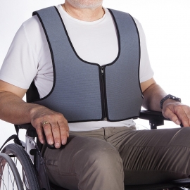 Gilet harnais de contention pour fauteuil roulant | Fermeture éclair | 3 tailles | Gris