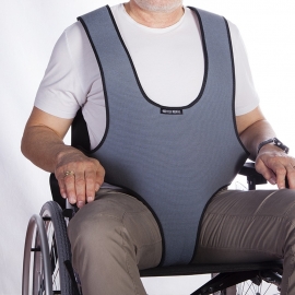 Harnais veste de soutien périnéale de type plastron pour fauteuil roulant