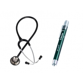 Kit pour étudiants en médecine | Noir | Stéthoscopes Duplex 2.0 de Riester® | Lampe de diagnostic LED | Riester