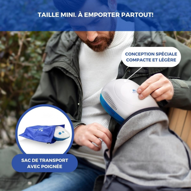 Mobiclinic®, Nébuliseur avec compresseur, Neb-1, Portable, Pour enfants et  adultes, Sac de transport. Mini, Traitement des maladies respiratoires