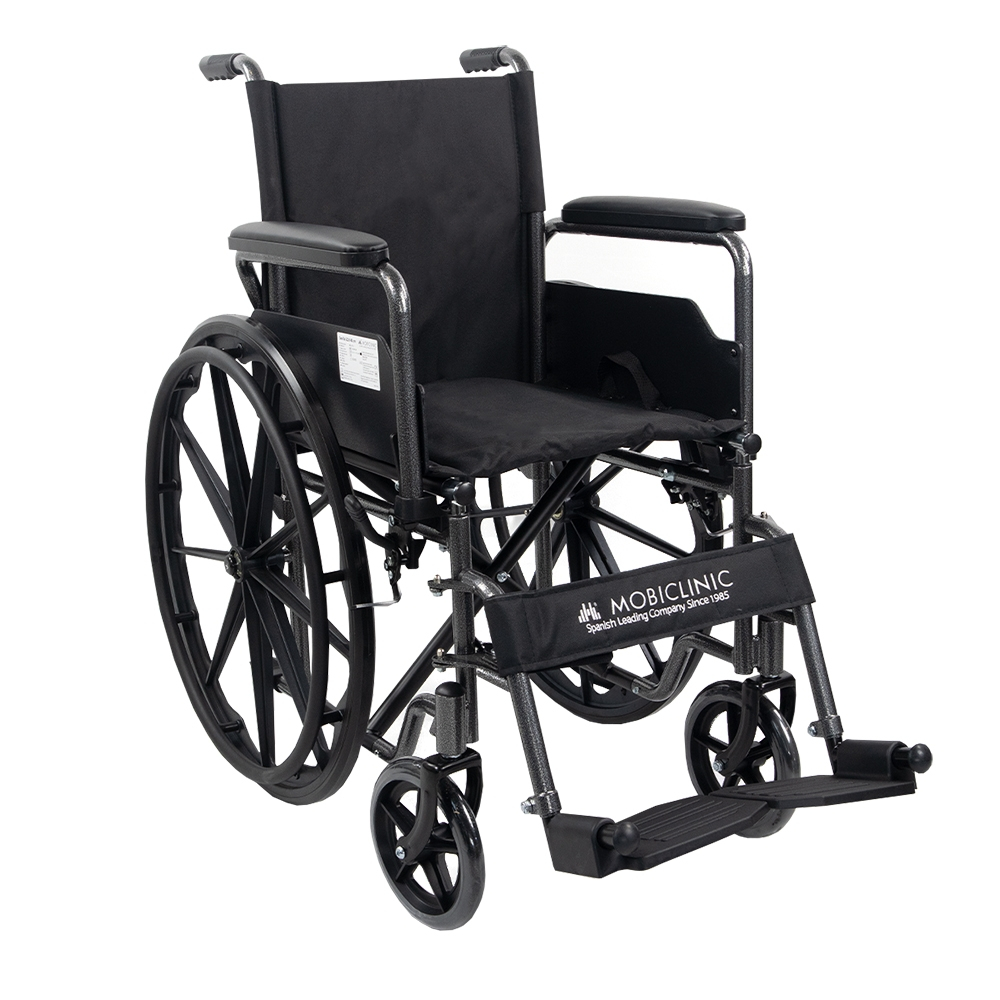 Fauteuil roulant, pliant, acier, roues arrière amovibles, repose-pieds et accoudoirs, s220 sevilla, premium mobiclinic