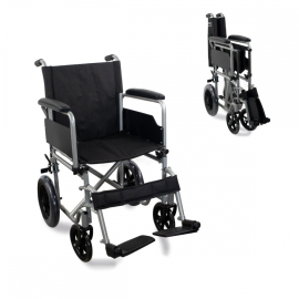 Fauteuil roulant pliant | Petites roues arrière amovibles | Largeur 46 cm | Gris | Marsella | Mobiclinic