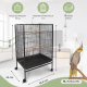 Cage à oiseaux XL | 95 x 43 x 61,5 cm | 8 portes | Mangeoires et abreuvoirs | Roues | Plateau amovible | Ninfa | Mobiclinic - Foto 1