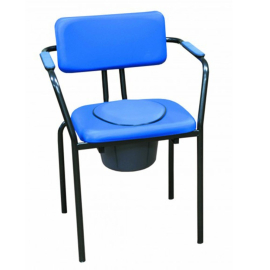 Chaise percée avec dossier | Chaise WC avec couvercle | Bleu | Acier