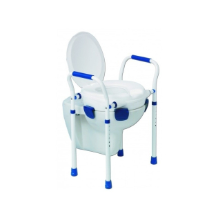 Elévateur de toilettes avec couvercle | Chaise WC | Pieds réglables | Accoudoirs | Max 150 kg