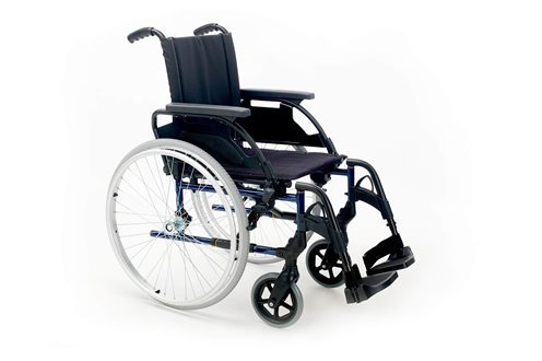 Fauteuil roulant breezy premium (ancien 250), fauteuil pliable, avec roues de 24 ", acier, couleur bleu (Sunrise)