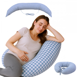 Coussin d'allaitement | 3 en 1 | Multi-positions | Cordes réglables | Lavable en machine | Imprimé Vichy | Aura | Mobiclinic