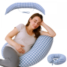 Coussin d'allaitement | 3 en 1 | Multi-positions | Cordes réglables | Lavable en machine | Imprimé Vichy | Aura | Mobiclinic