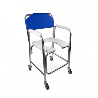 Chaise percée sans cuve| Aluminium | Accoudoirs rembourrés | Bleu | Manzanares | Mobiclinic