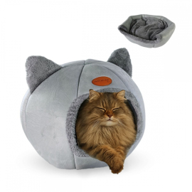 Nid gris pour animaux de compagnie | Pliable | Gris | Confort | Doux | 38x49x45cm | Max. 12 kg | HelloCatty | Mobiclinic